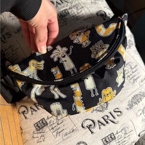 Black Cartoon Print Men's Bag